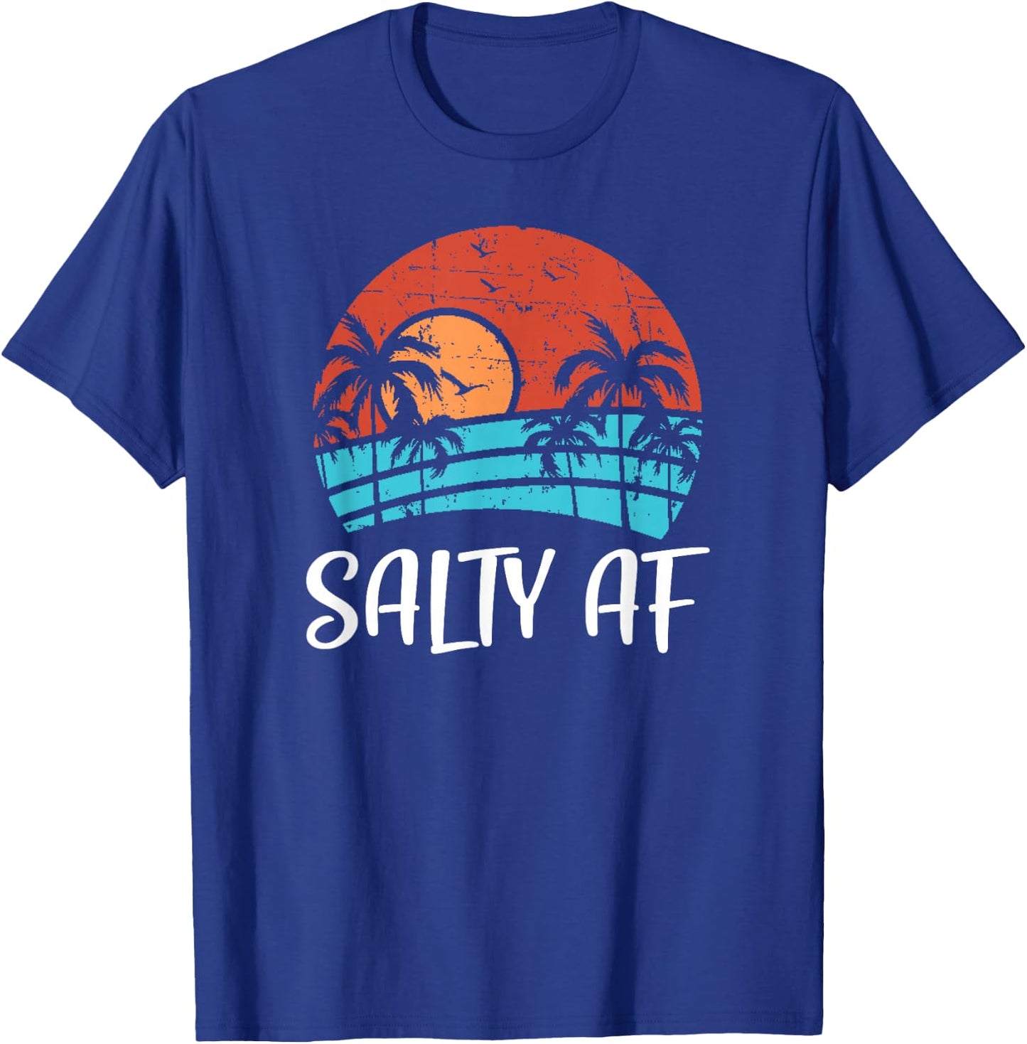 Salty AF Ocean Sunset - Tropical Vacation Saltwater Beach Men Women T-Shirt - T-Shirt | Royal