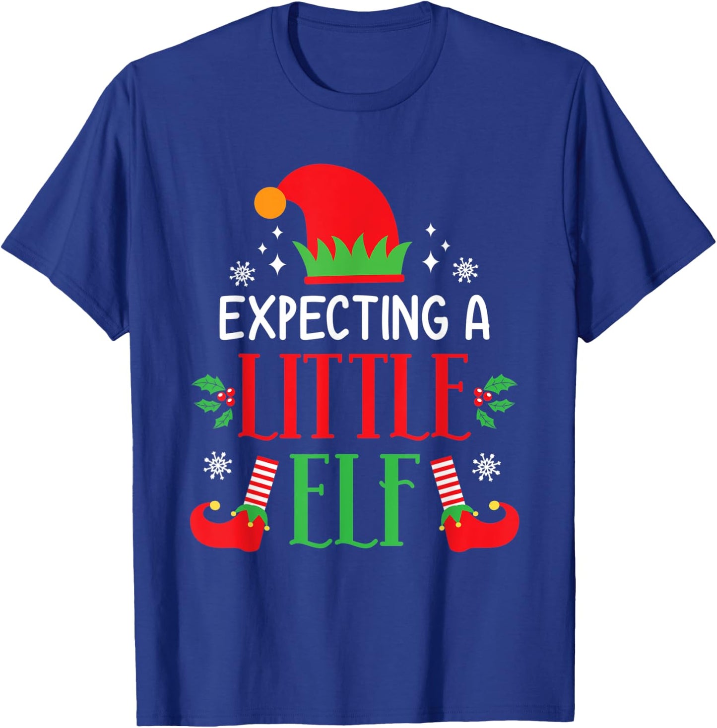 Expecting A Little Elf Cute Christmas Pregnancy Announcement T-Shirt - T-Shirt | Royal