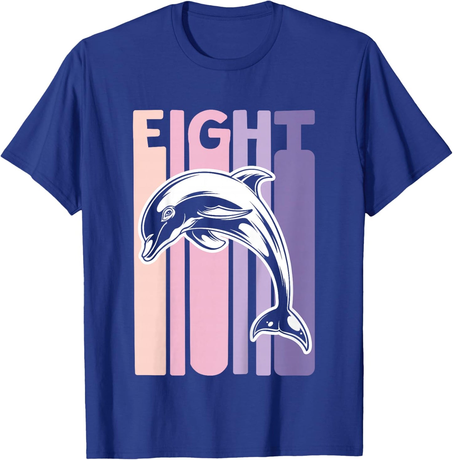 8th Birthday Gift Dolphin Fan 8 Years old Girl T-Shirt - T-Shirt | Royal