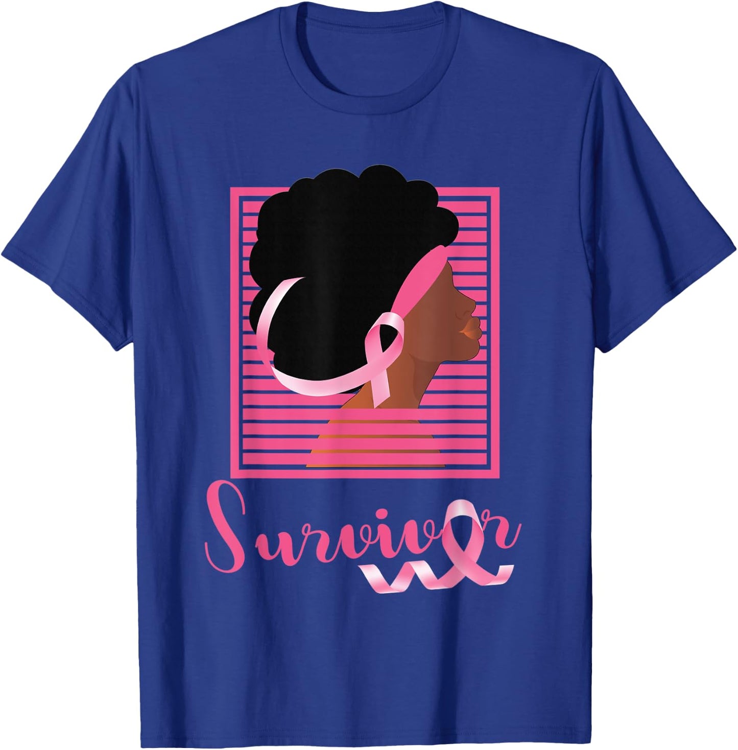 African American Black Woman Survivor Breast Cancer Awarenes T-Shirt - T-Shirt | Royal