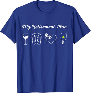 Funny Pickleball Retirement Plan Wine Dog Lover T-Shirt - T-Shirt | Royal