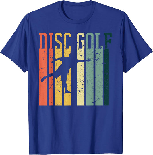 Cool Vintage Style Disc Golf Design Designs Retro Disc Golf Silhouette | Vintage Frisbee Lover -Adults, Kids Black Short Sleeve T-Shirt - T-Shirt | Royal