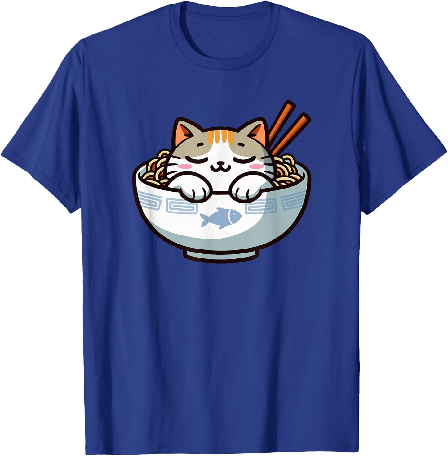 Cute Anime Merch Cat Design Japanese Ramen Noodle Clothes T-Shirt - T-Shirt | Royal