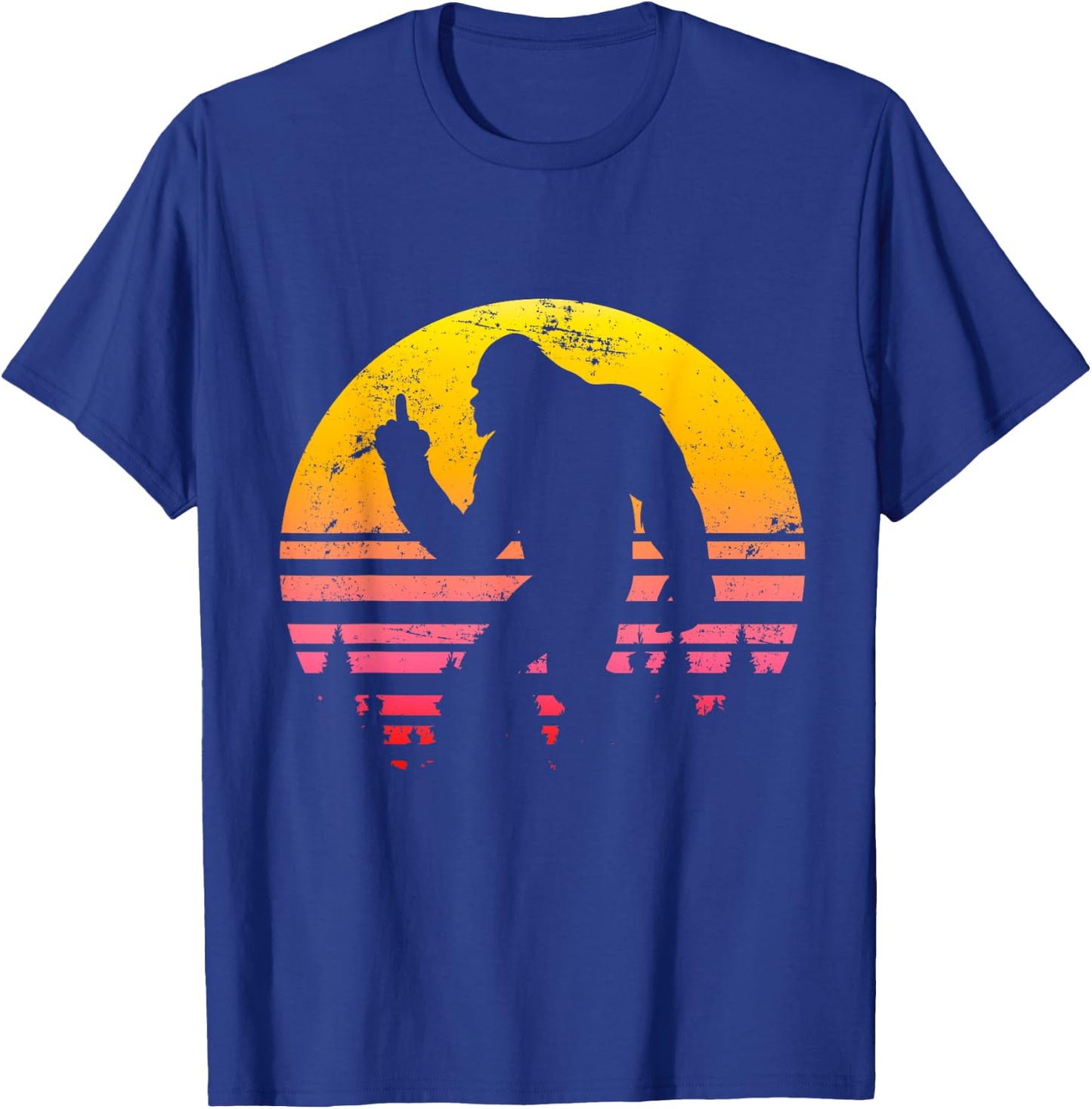 Big Foot Flips Middle Finger - Shoots Bird - Funny Sasquatch T-Shirt - T-Shirt | Royal