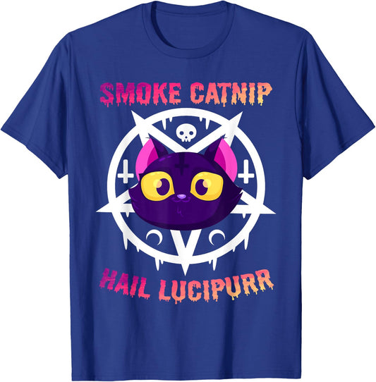 Smoke Catnip Hail Lucipurr, Funny Satanic Cat KittyCorn Meme Women T-Shirt - T-Shirt | Royal