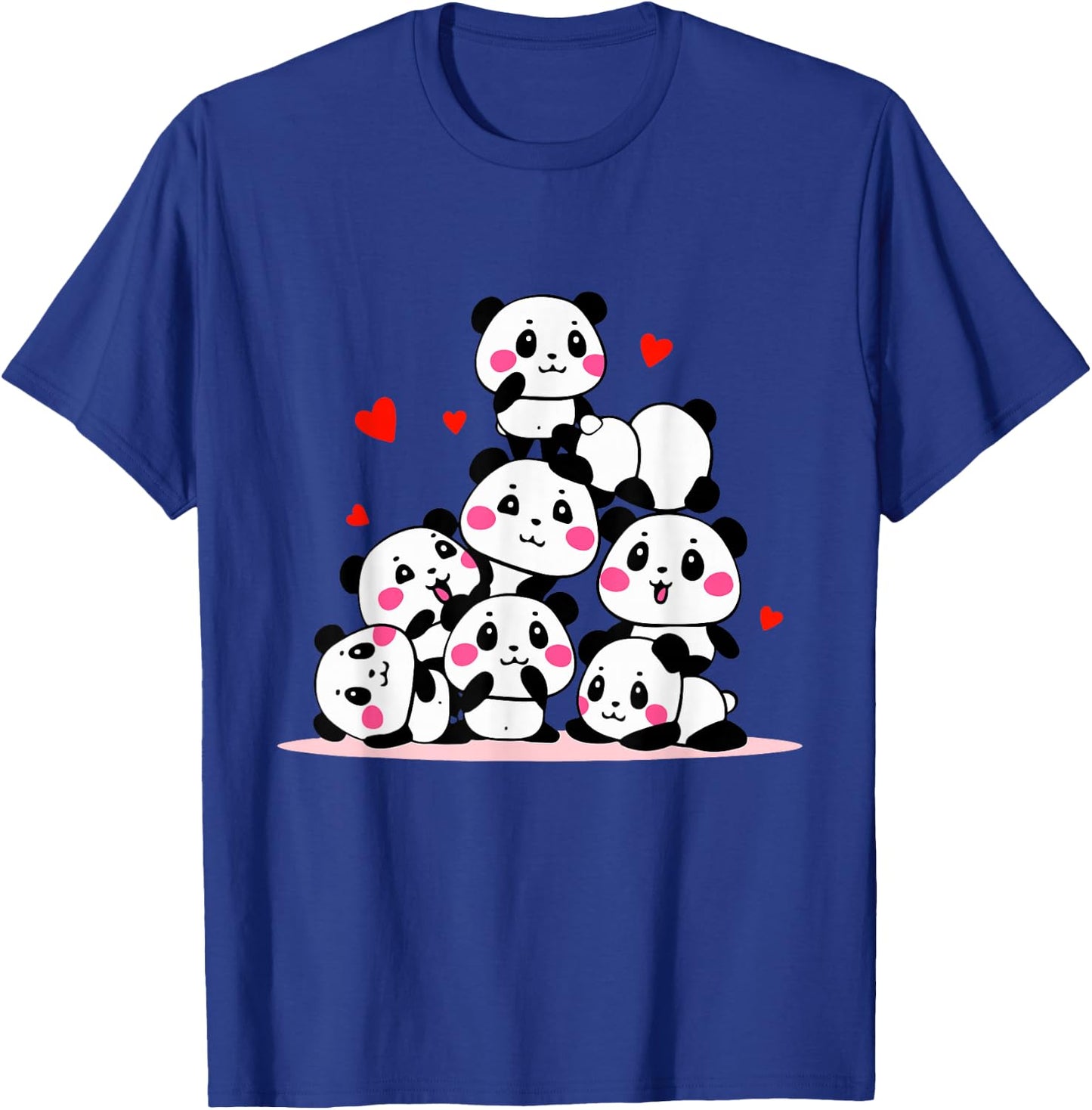 Kawaii Cute Baby Pandas with Red Hearts - Valentine's Day T-Shirt - T-Shirt | Royal