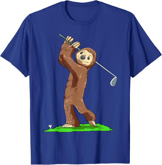 Sloth Golf Sloth Playing Golf Sloth Golfer T-Shirt - T-Shirt | Royal