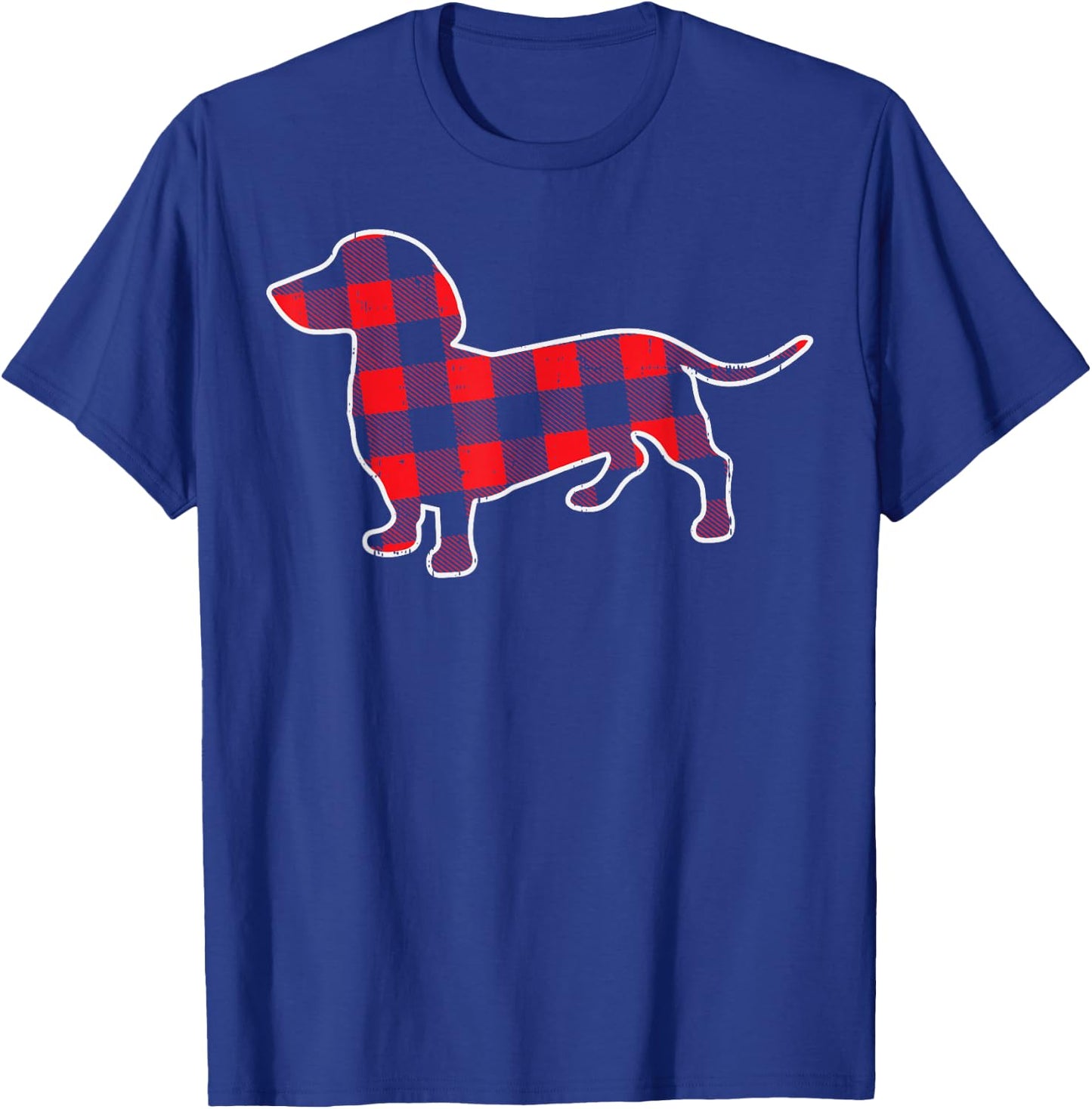 Red Buffalo Plaid Dachshund Dog Xmas Holiday Wiener PJ Women Kids T-Shirt - T-Shirt | Royal