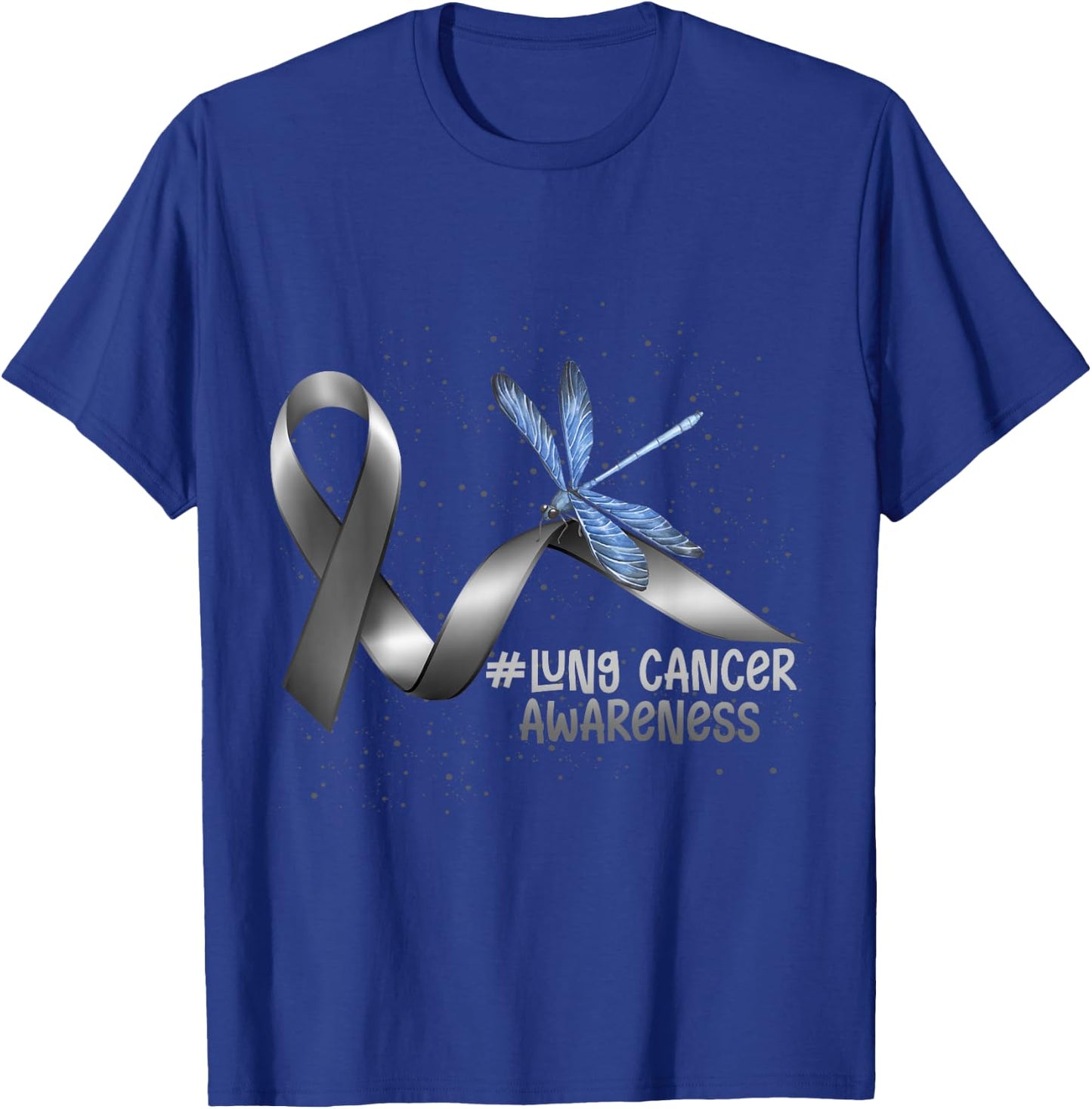 Dragonfly White Ribbon Lung Cancer Awareness T-Shirt - T-Shirt | Royal