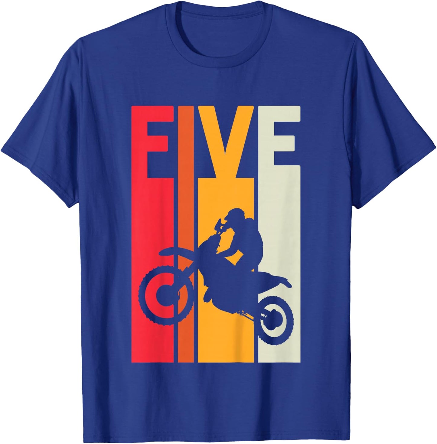 5th Birthday Retro Motocross 5 Years Boys Girl Dirt Bike T-Shirt - T-Shirt | Royal