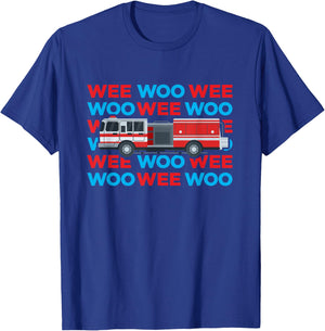 Fire Truck Engine Firefighter for Kids Wee Woo Emergency T-Shirt - T-Shirt | Royal