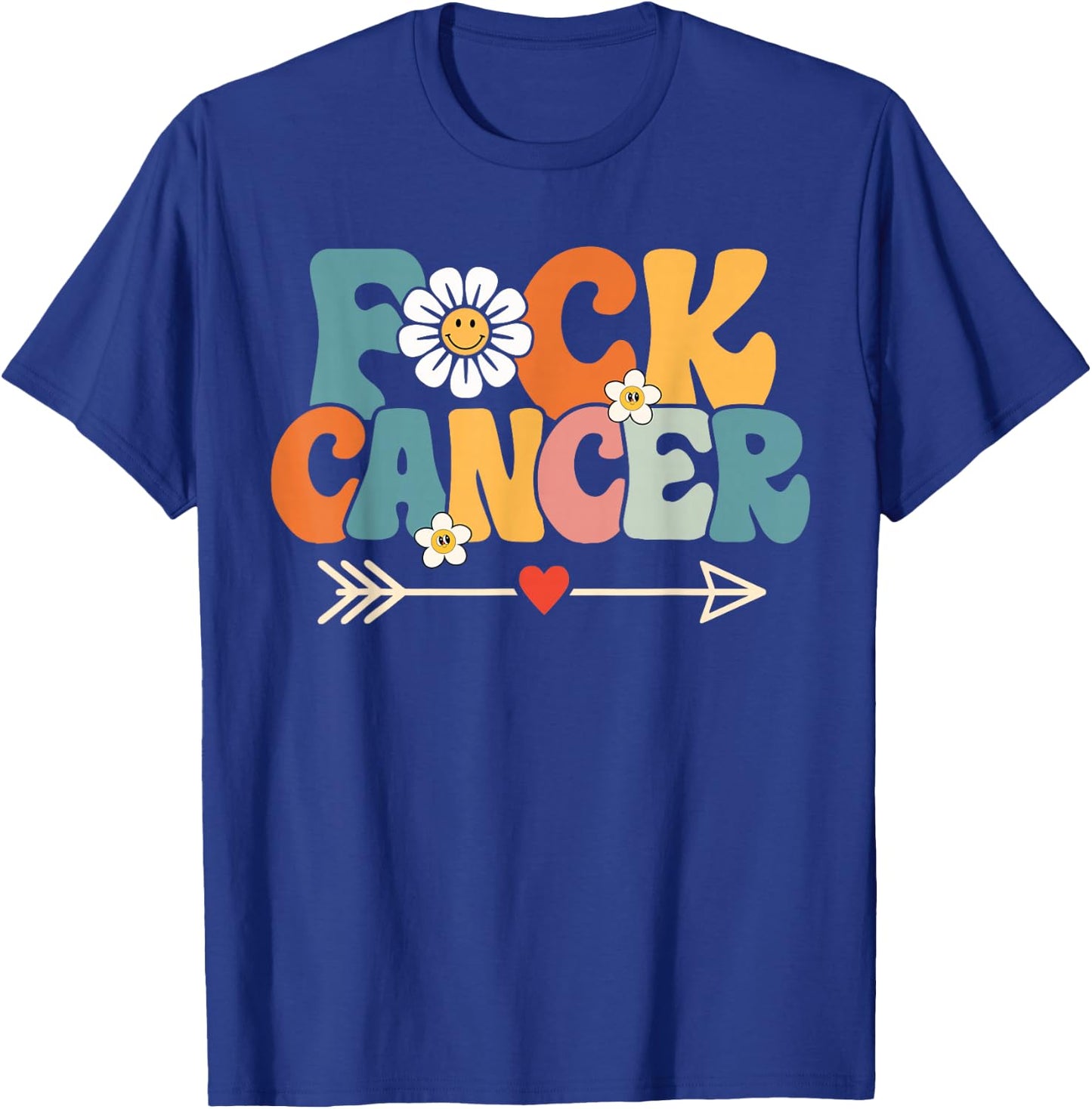Groovy Fuck Cancer, I Hate Cancer, Breast Cancer Awareness T-Shirt - T-Shirt | Royal