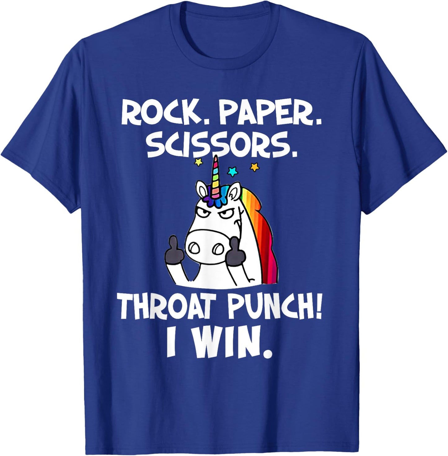 Rock Paper Scissors With The Coolest Unicorn Ever T-Shirt - T-Shirt | Royal