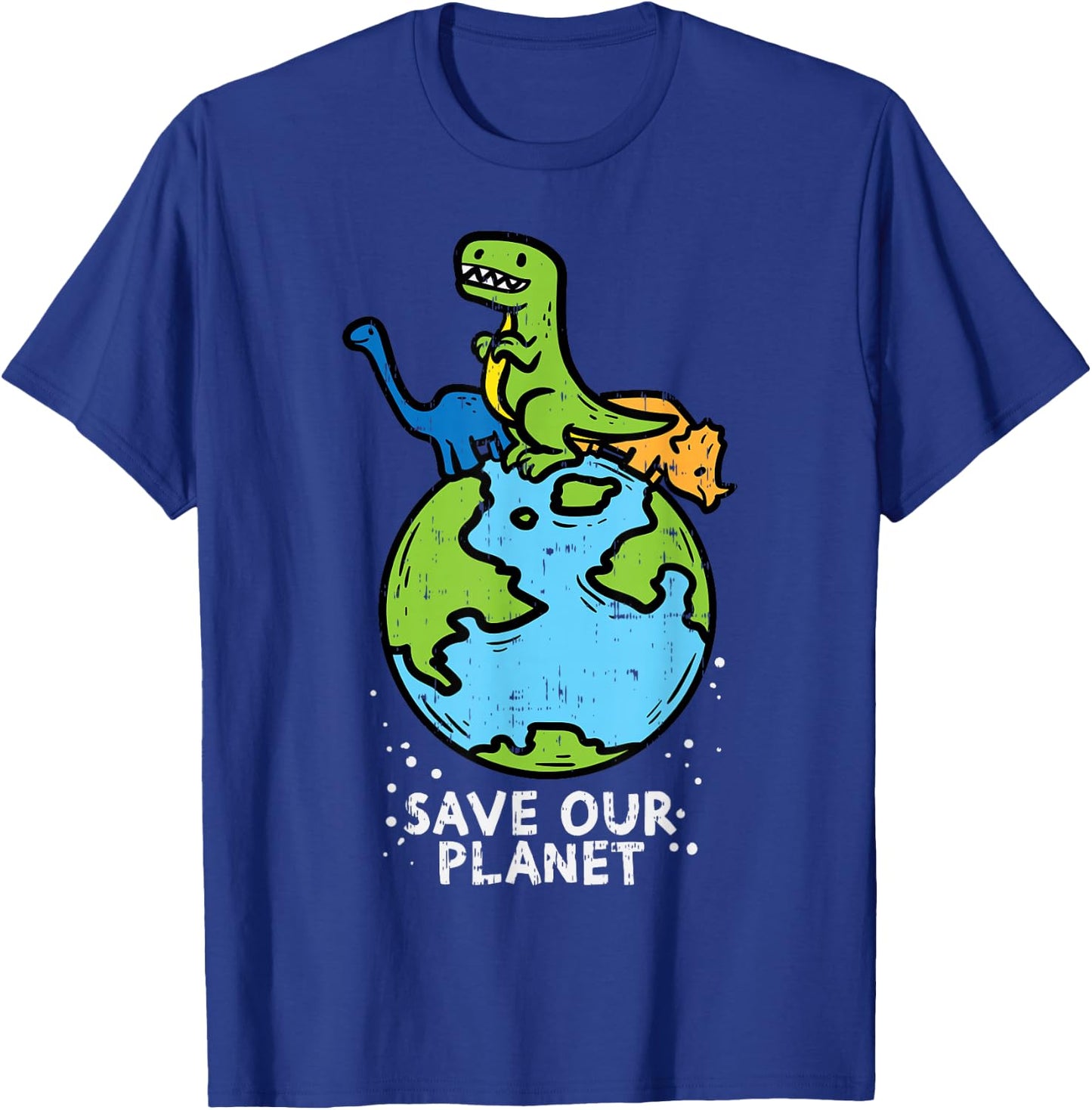 Dinosaurs Save Our Planet Cute Earth Day Boys Kids Gift Small T-Shirt - T-Shirt | Royal