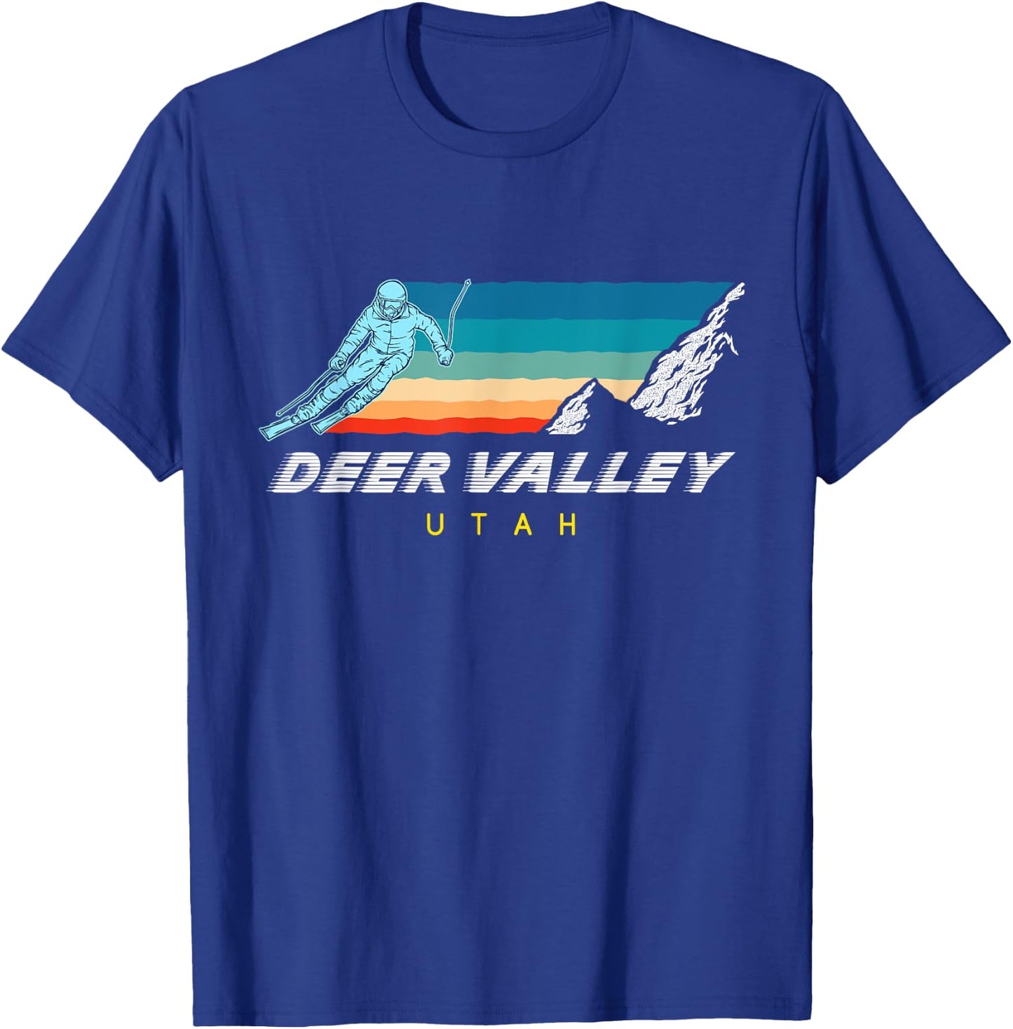 Deer Valley, Utah - USA Ski Resort 1980s Retro T-Shirt - T-Shirt | Royal