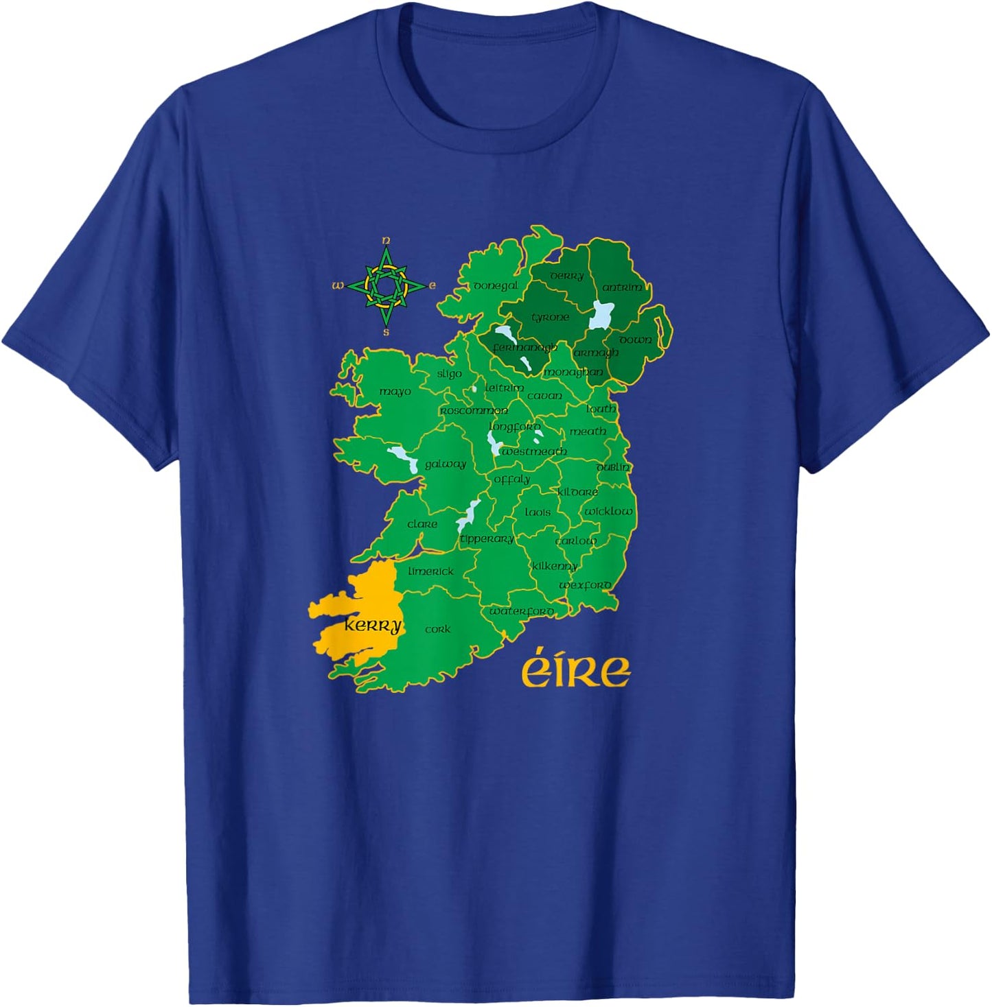 Kerry Ireland County Map Eire Irish Travel T-Shirt - T-Shirt | Royal