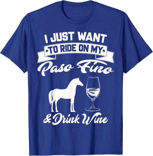 Paso Fino Wine Apparel - Funny Horse Riders Design T-Shirt - T-Shirt | Royal