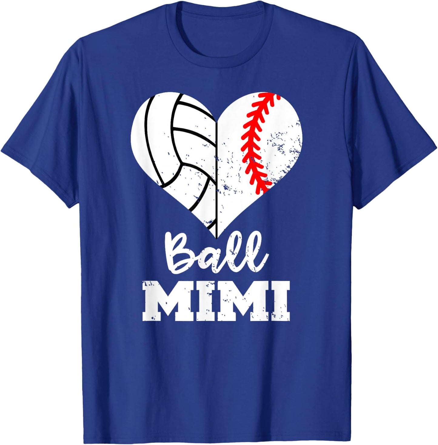 Ball Mimi Funny Baseball Volleyball Heart T-Shirt - T-Shirt | Royal