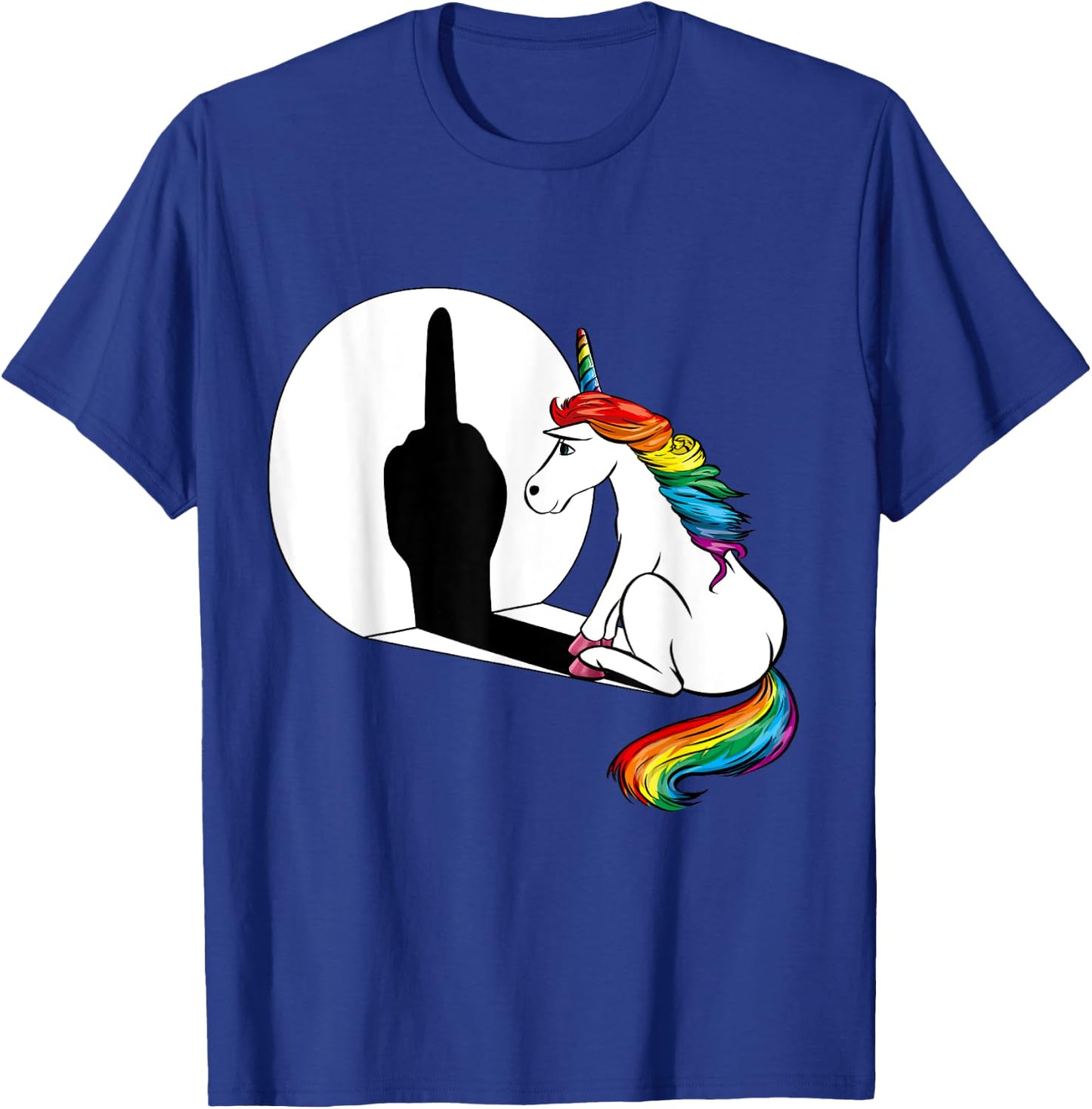 Unicorn Sarcasm Funny Shadow Unicorn Middle Finger T-Shirt - T-Shirt | Royal