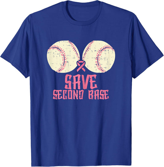 Save Baseball Boobs Softball Funny Breast Cancer Women Gift T-Shirt - T-Shirt | Royal