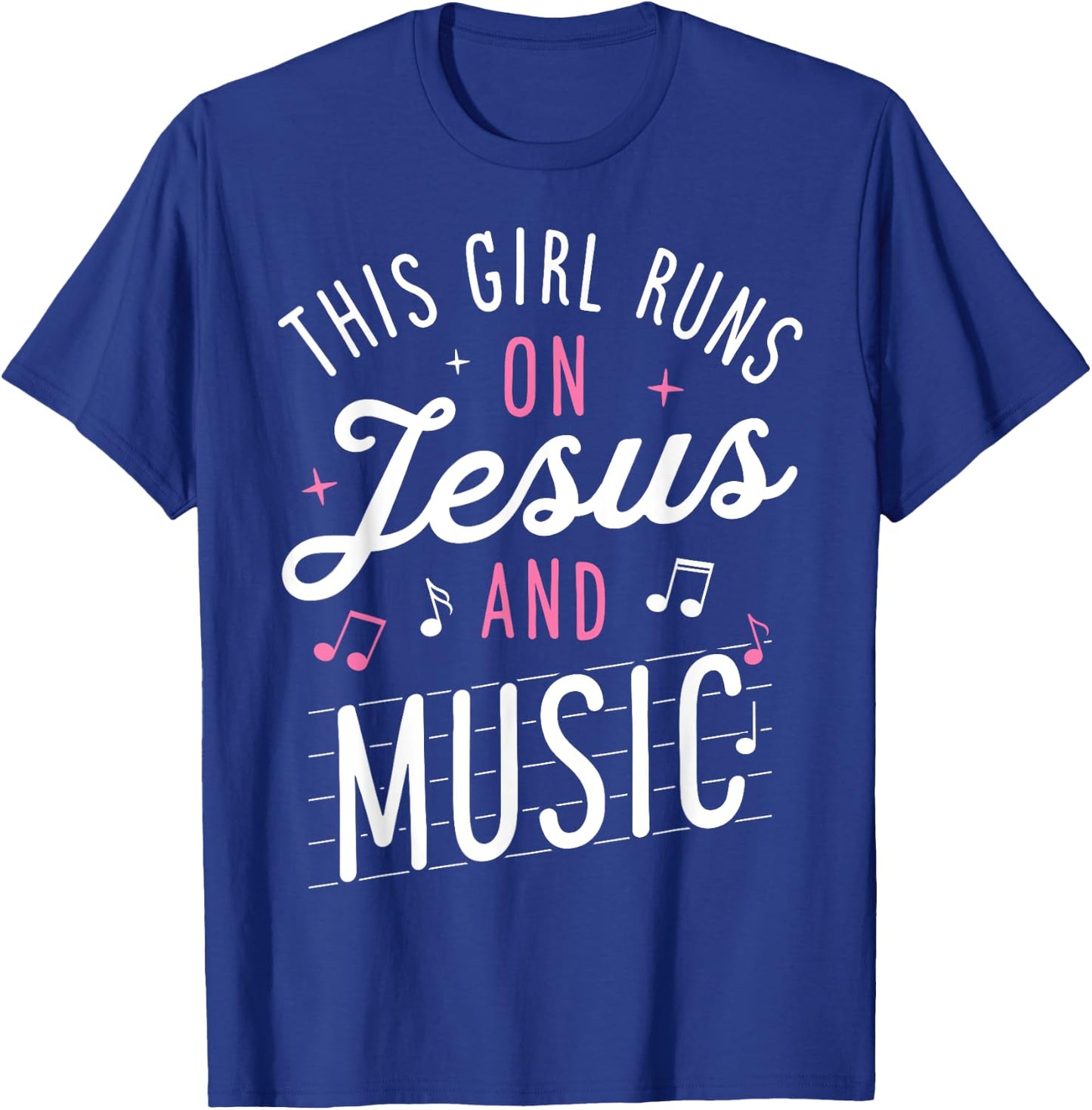 This Girl Runs On Jesus And Music Lover Christian Women Gift T-Shirt - T-Shirt | Royal
