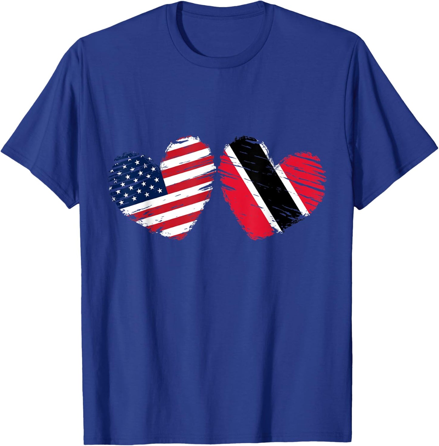USA Trinidad and Tobago Flag Heart Trinbagonian American T-Shirt - T-Shirt | Royal