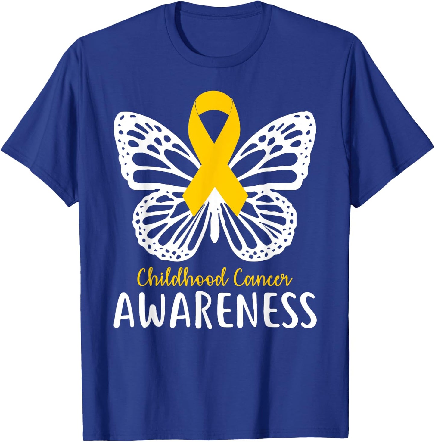 Pediatric Cancer Awareness Childhood Gifts Butterfly T-Shirt - T-Shirt | Royal