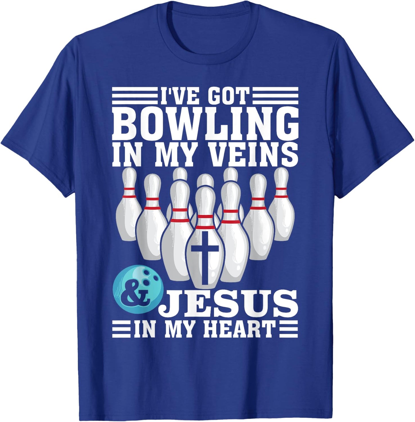 Funny Bowling Gift Women Cute Bowler And Jesus Love T-Shirt - T-Shirt | Royal