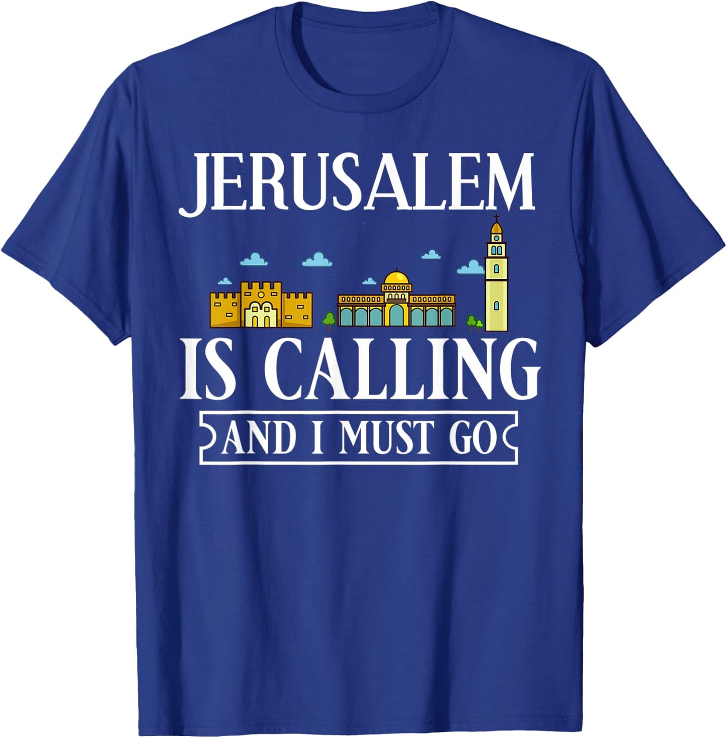 Jerusalem Israel City Skyline Map Travel T-Shirt - T-Shirt | Royal