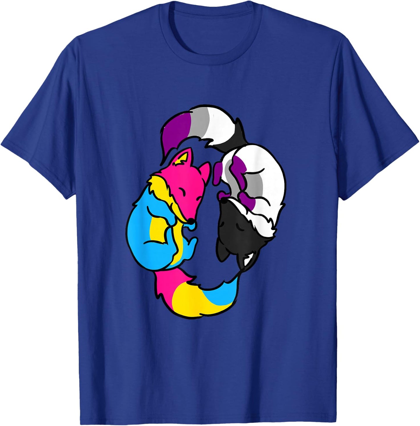 Yin Yang Foxes Demipansexual Flag T-Shirt - T-Shirt | Royal