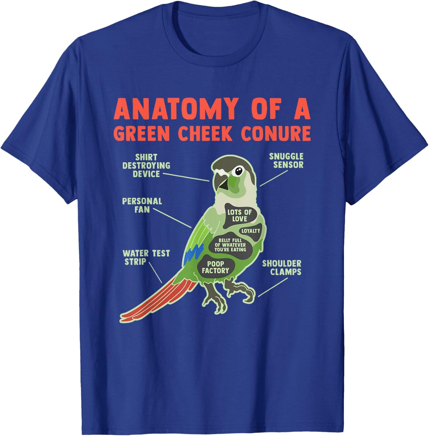 Funny Green Cheek Conure Bird Lover Pineapple Parrot Gifts T-Shirt - T-Shirt | Royal