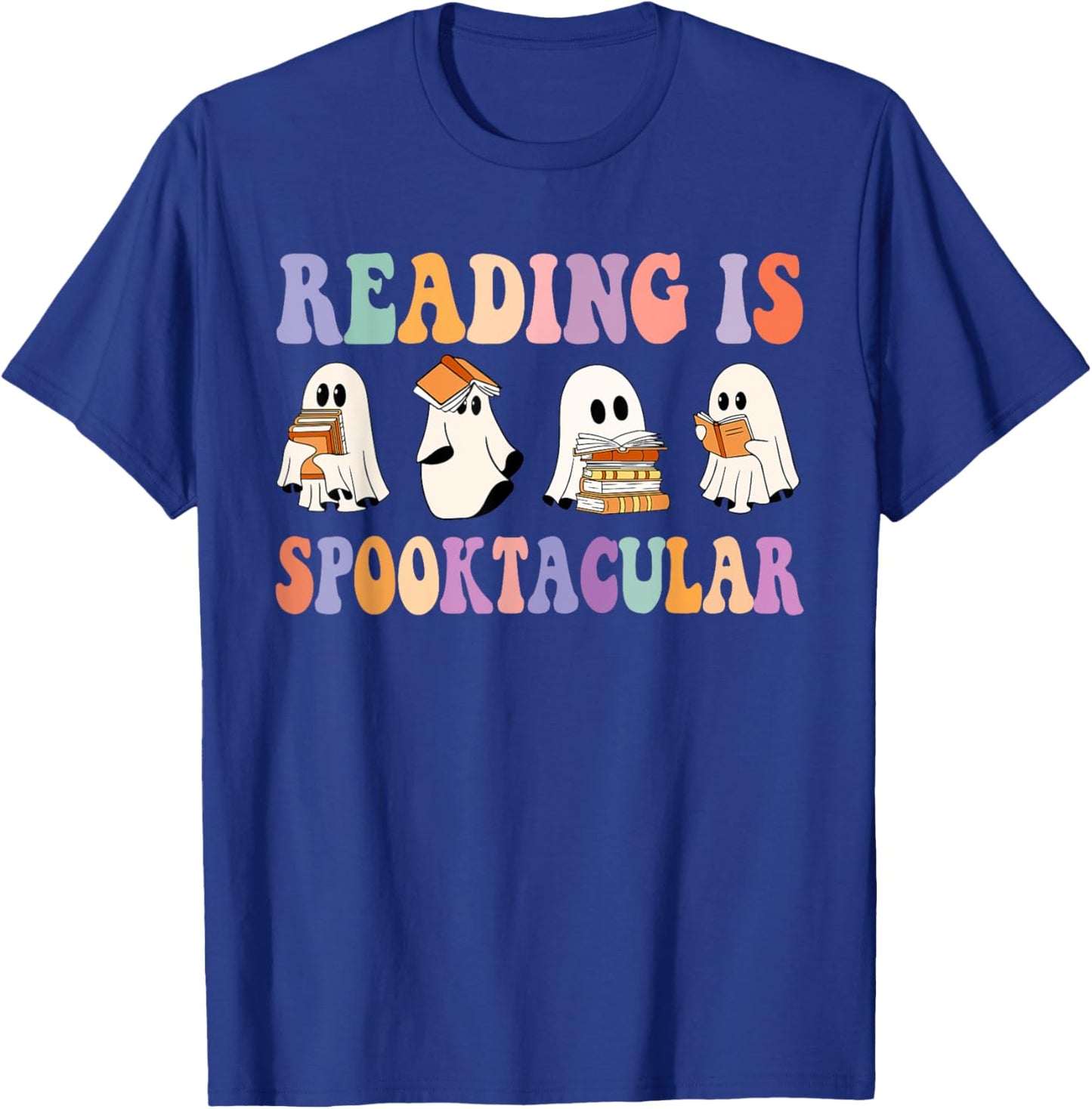 Ghost Reading Is Spooktacular Halloween Ghost Reading Books T-Shirt - T-Shirt | Royal