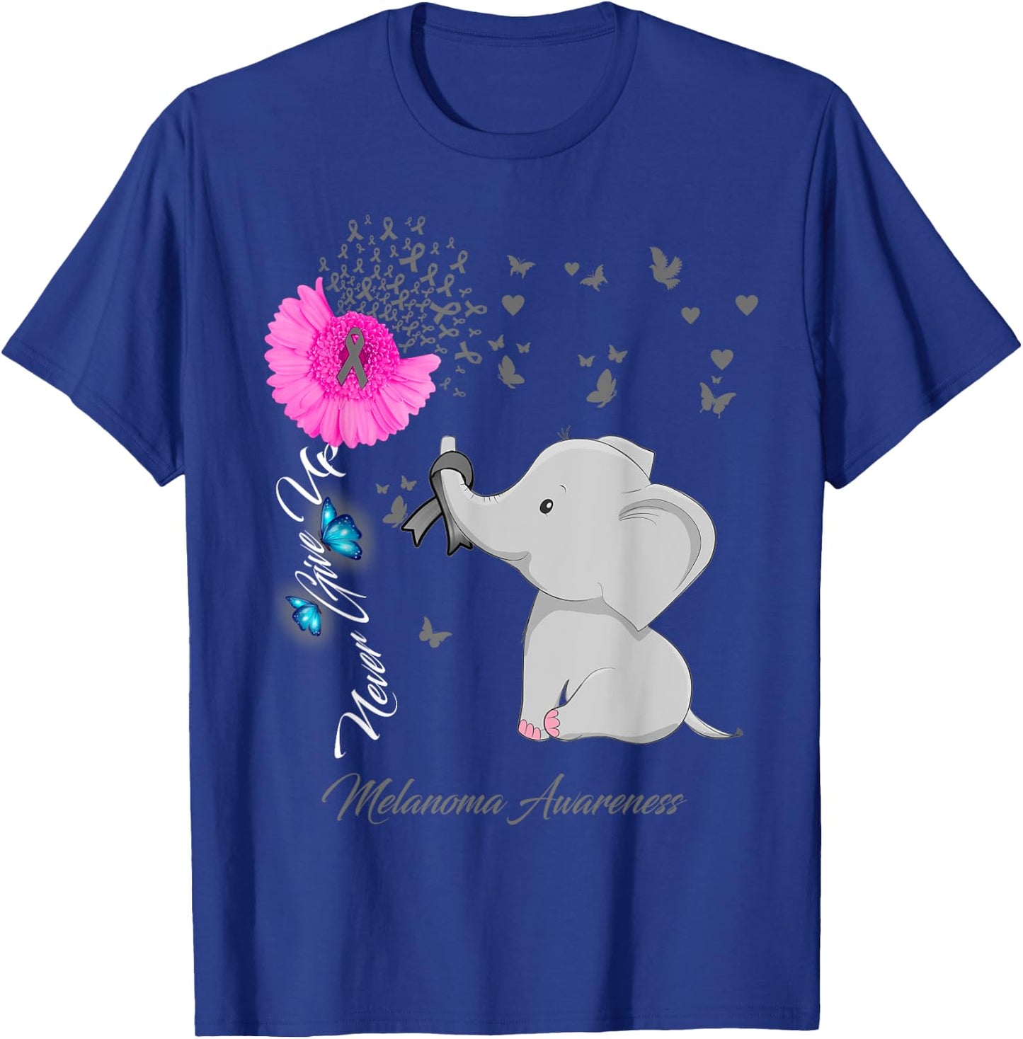 Elephant Melanoma Awareness - Melanoma Ribbon Gifts T-Shirt - T-Shirt | Royal