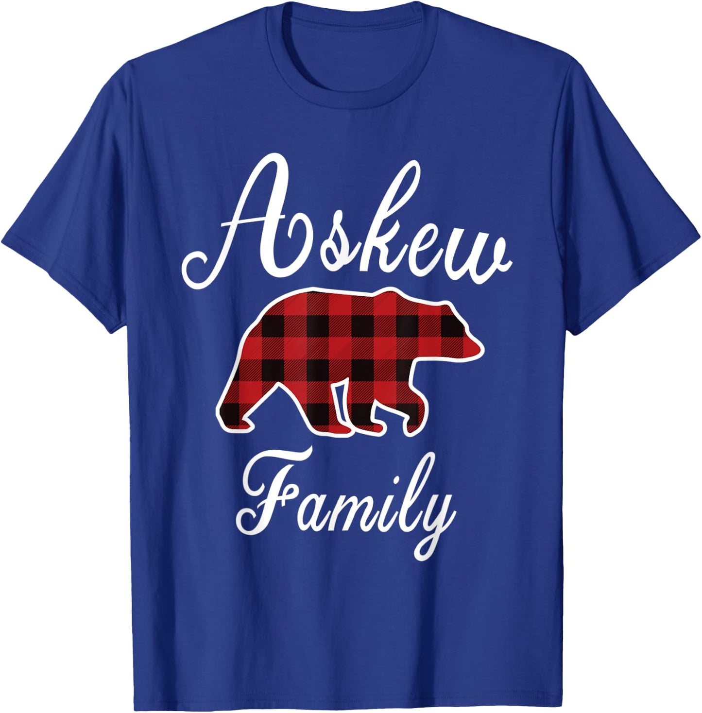 ASKEW Family Bear Red Plaid Christmas Pajama Men Women Gift T-Shirt - T-Shirt | Royal