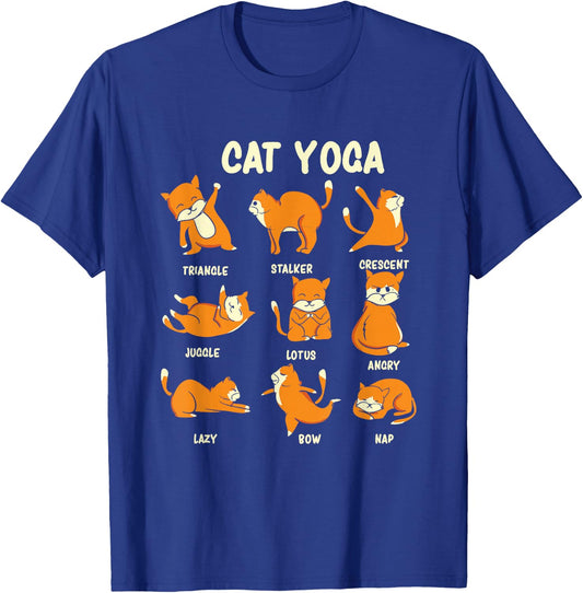 Funny Cat Yoga Poses Kitten Meditation T-Shirt - T-Shirt | Royal