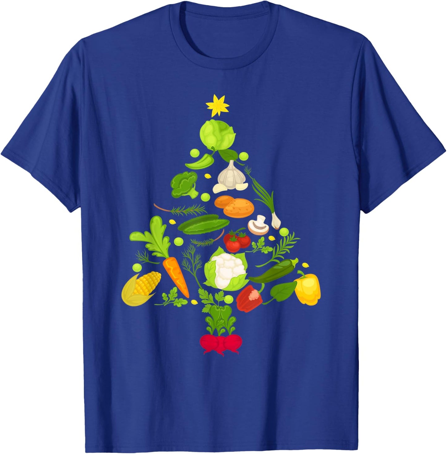 Vegetable Christmas Tree Funny Vegetarian Vegan Xmas Gift T-Shirt - T-Shirt | Royal