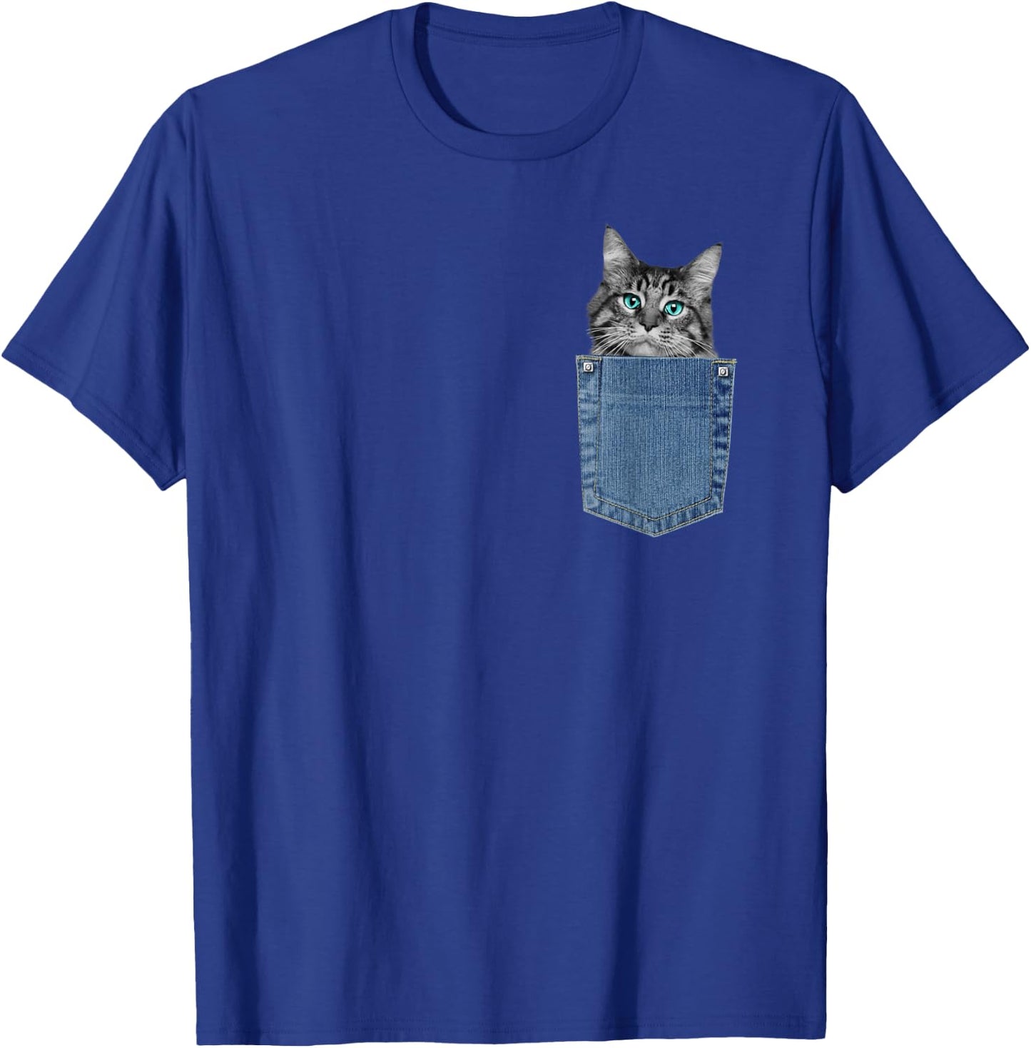 Maine Coon Lover Pocket Kitten Cute Maine Coon Cat Pocket T-Shirt - T-Shirt | Royal