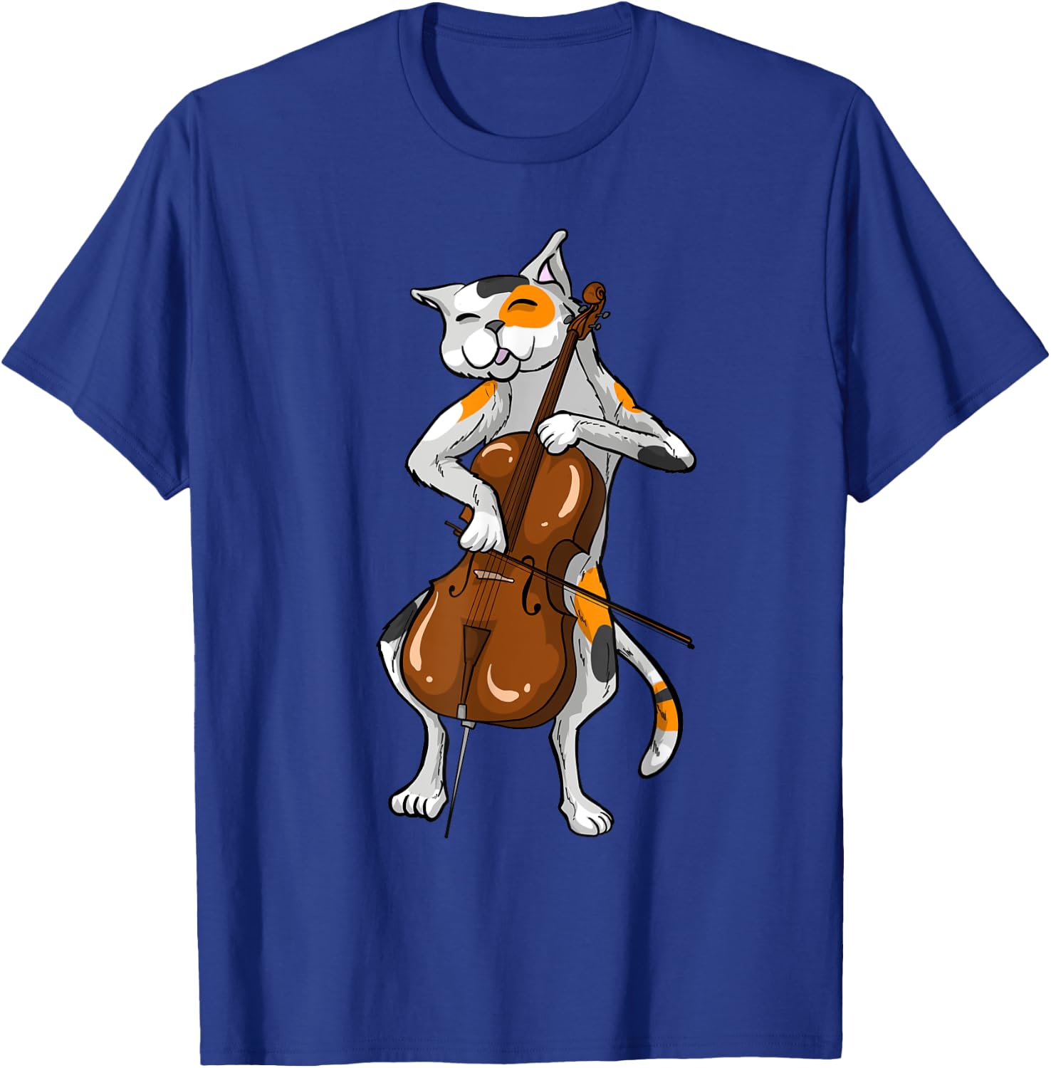 Cool Cat Playing Cello | Funny Kitten Instrument Player Gift T-Shirt - T-Shirt | Royal