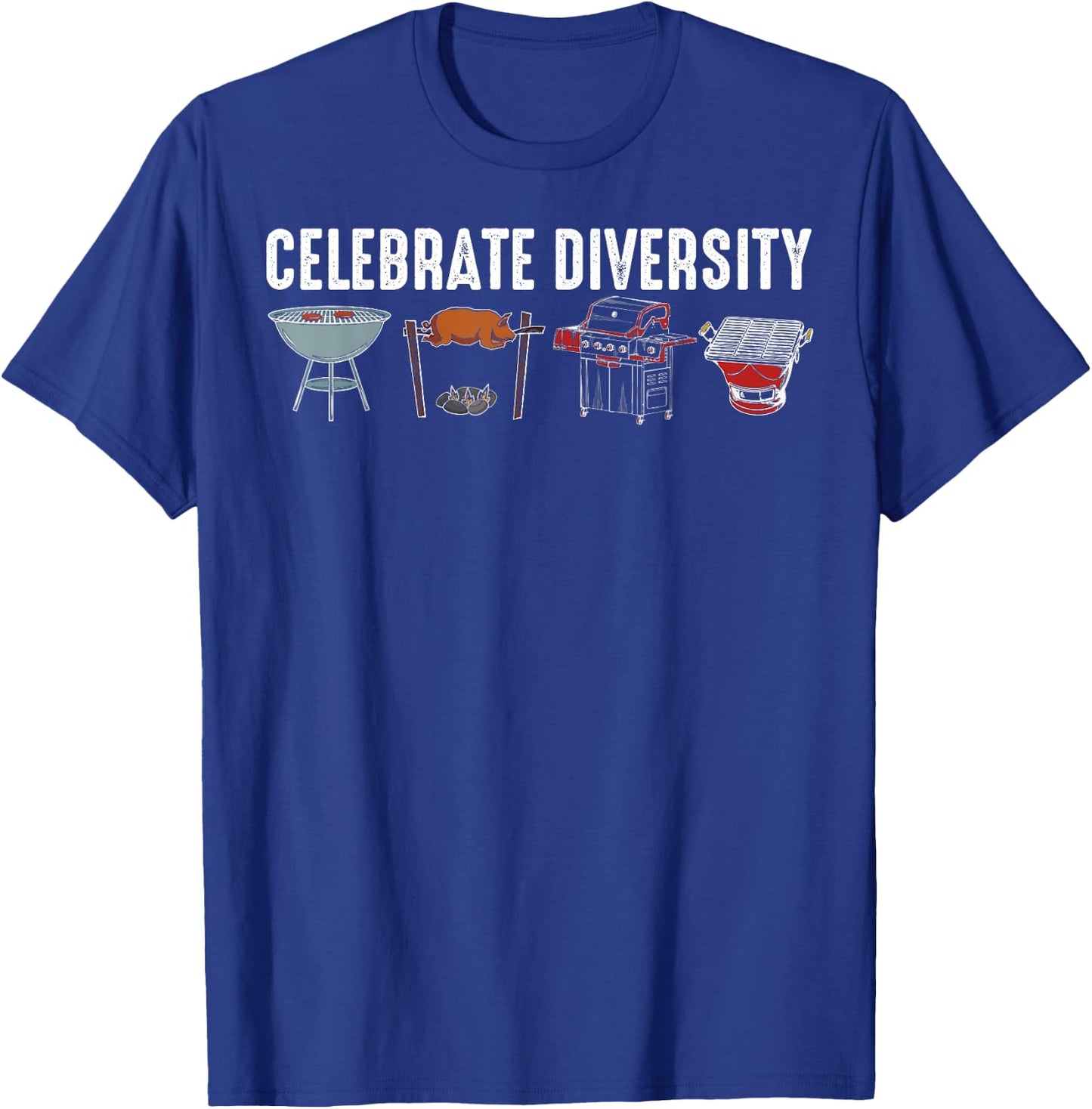 Funny Grilling BBQ Smoker Gift Men Women Celebrate Diversity T-Shirt - T-Shirt | Royal