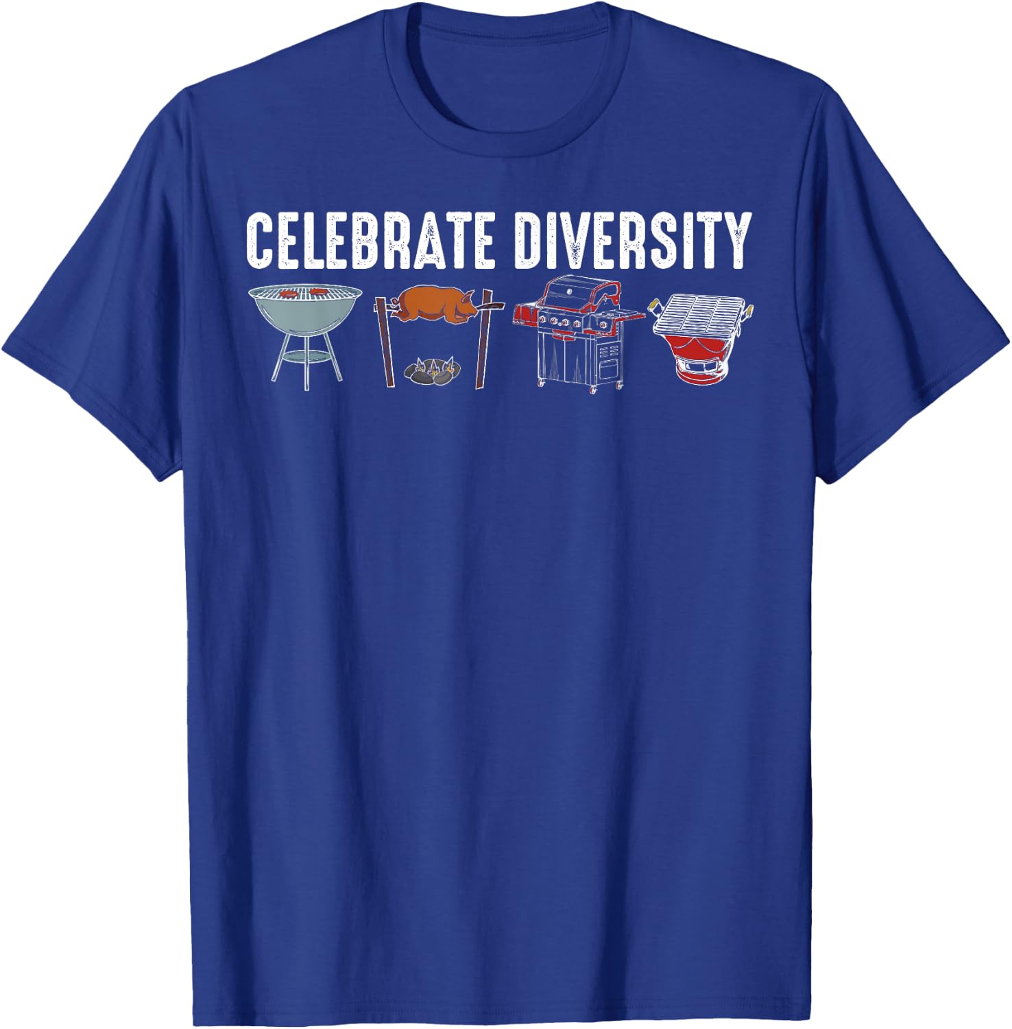 Funny Grilling BBQ Smoker Gift Men Women Celebrate Diversity T-Shirt - T-Shirt | Royal