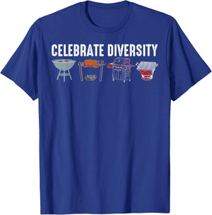 Funny Grilling BBQ Smoker Gift Men Women Celebrate Diversity T-Shirt - T-Shirt | Royal