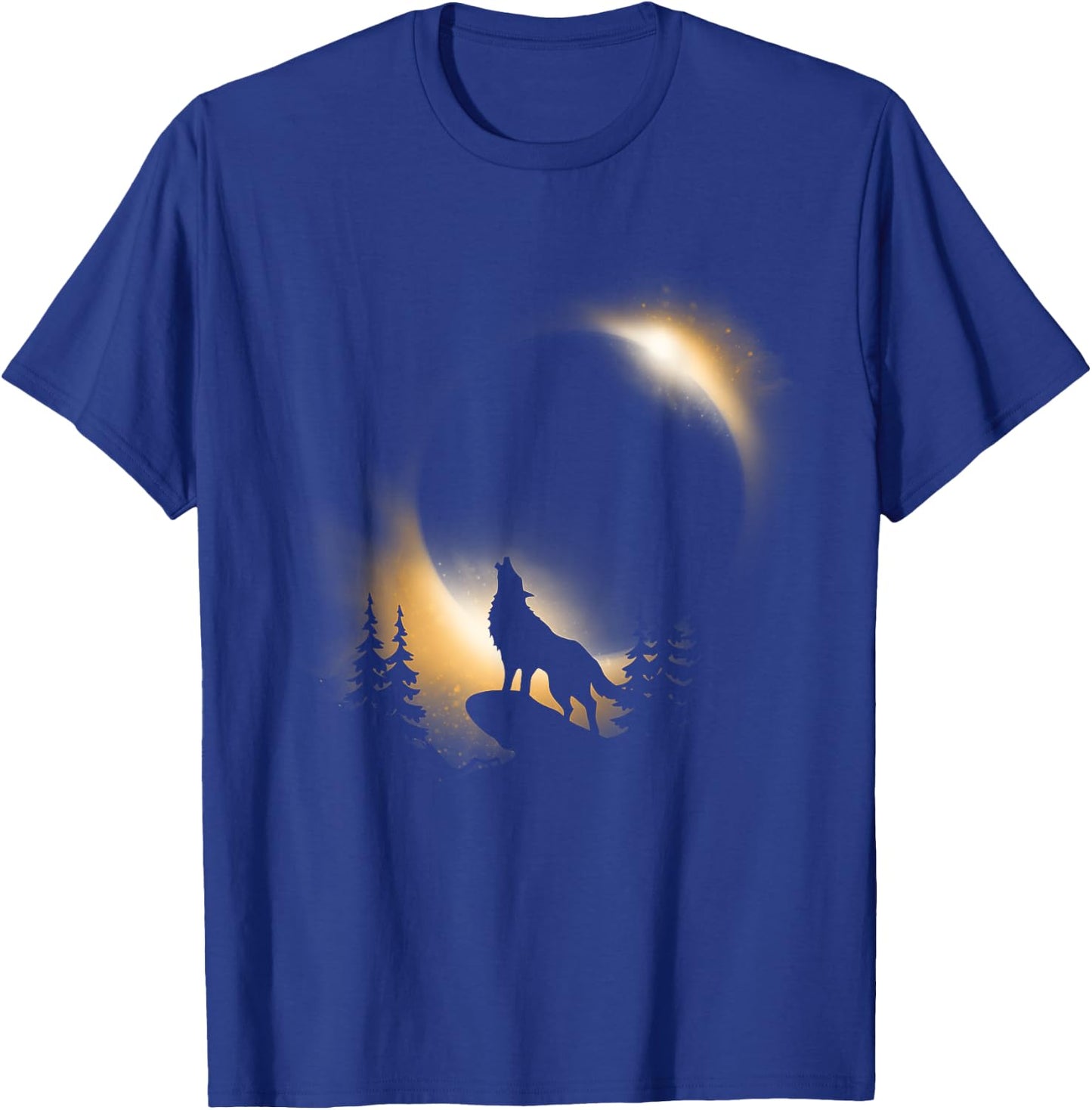 Wolf, Moon and Sun Wolf With Total Solar Eclipse T-Shirt - T-Shirt | Royal