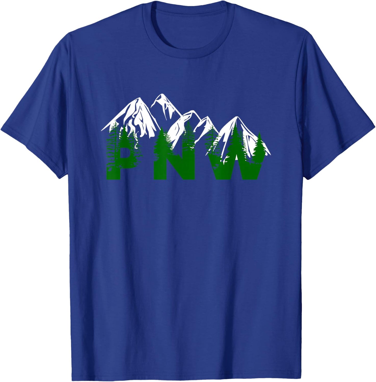 Pacific Northwest PNW Pine Trees Mountains Gift T-Shirt - T-Shirt | Royal