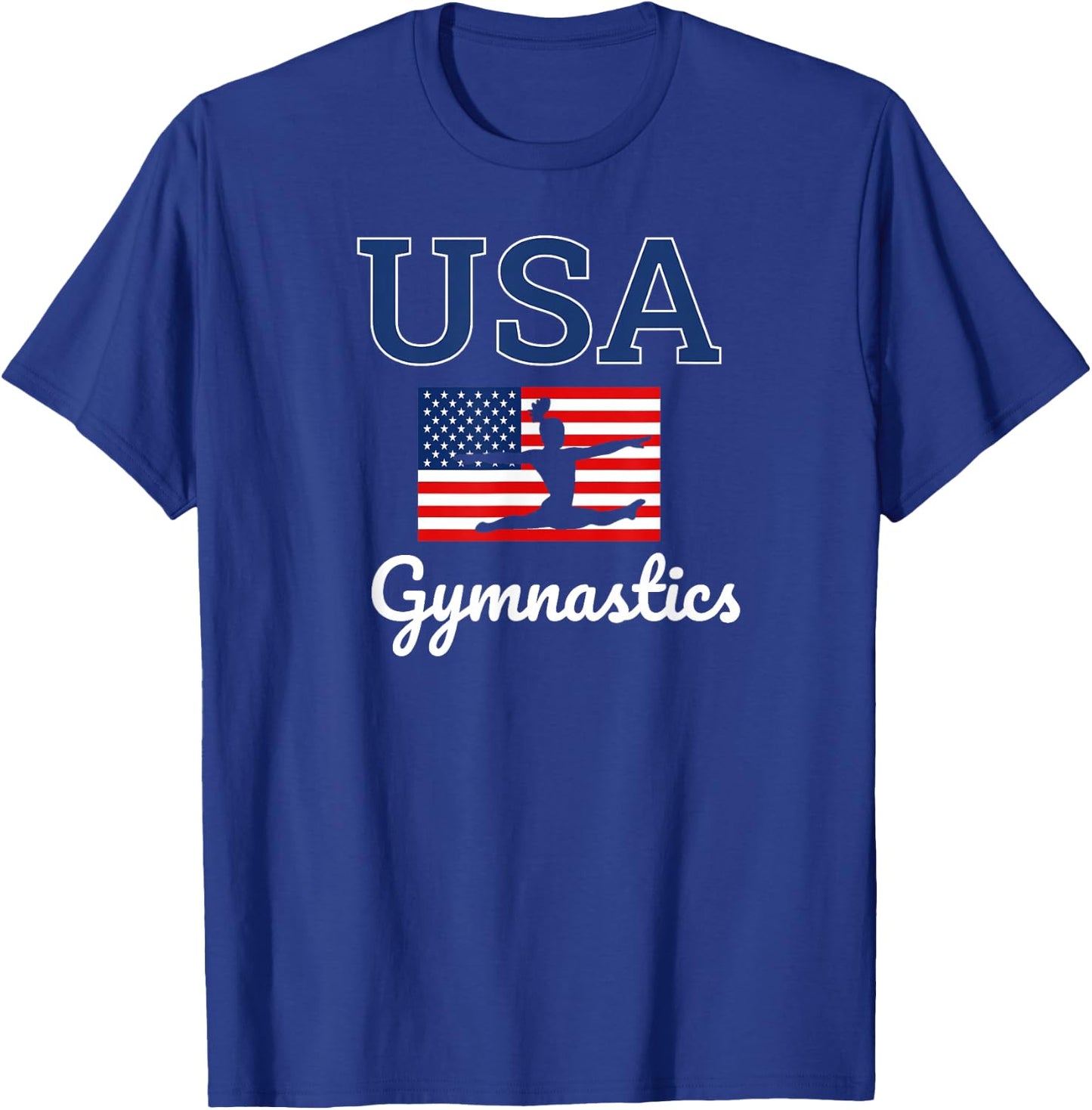 Girl Tumbling Team Gear Gymnast Gymnastics USA American Flag T-Shirt - T-Shirt | Royal
