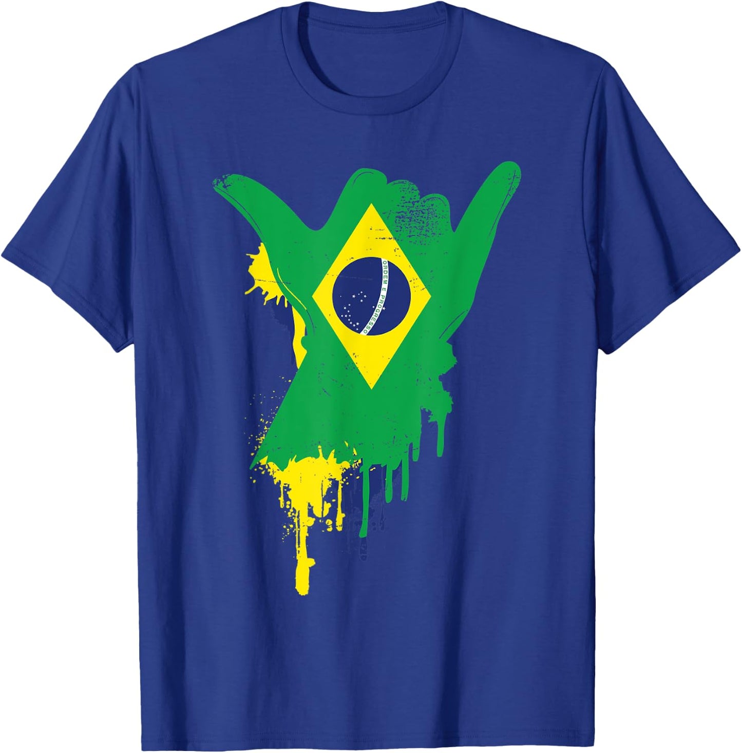 Shaka Sign Vintage Brazil Flag - Surfing & Surf T-Shirt - T-Shirt | Royal