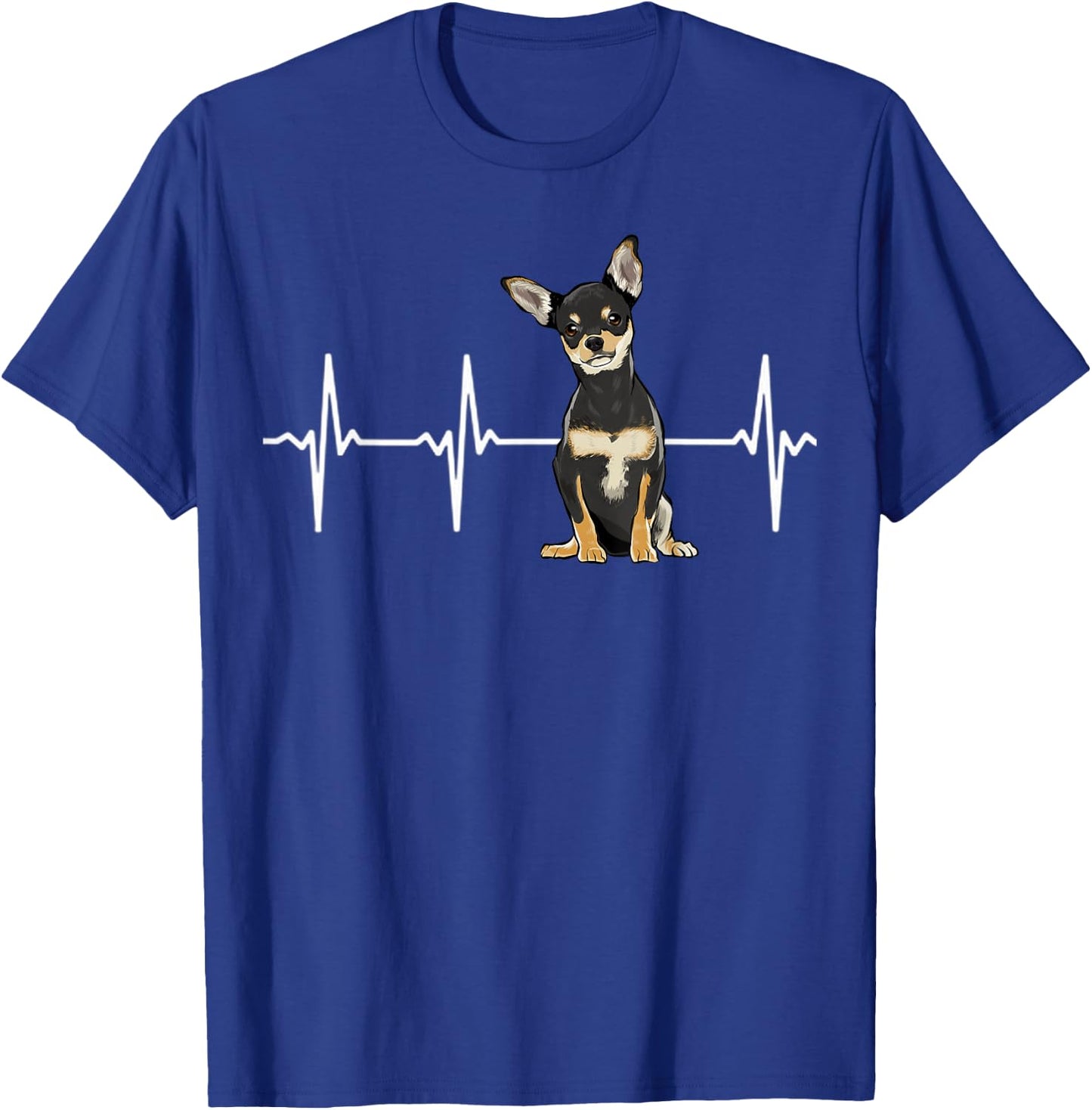 Black Chihuahua Heartbeat Dog Lover Men Women Kids T-Shirt - T-Shirt | Royal