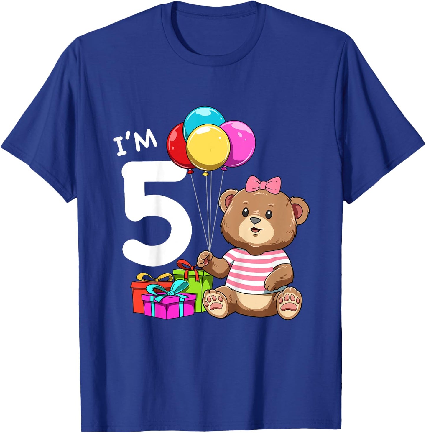 Fifth Birthday Teddy Bear - 5 Year Old Girl T-Shirt - T-Shirt | Royal