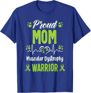 proud Mom Muscular dystrophy warrior awareness ribbon T-Shirt - T-Shirt | Royal