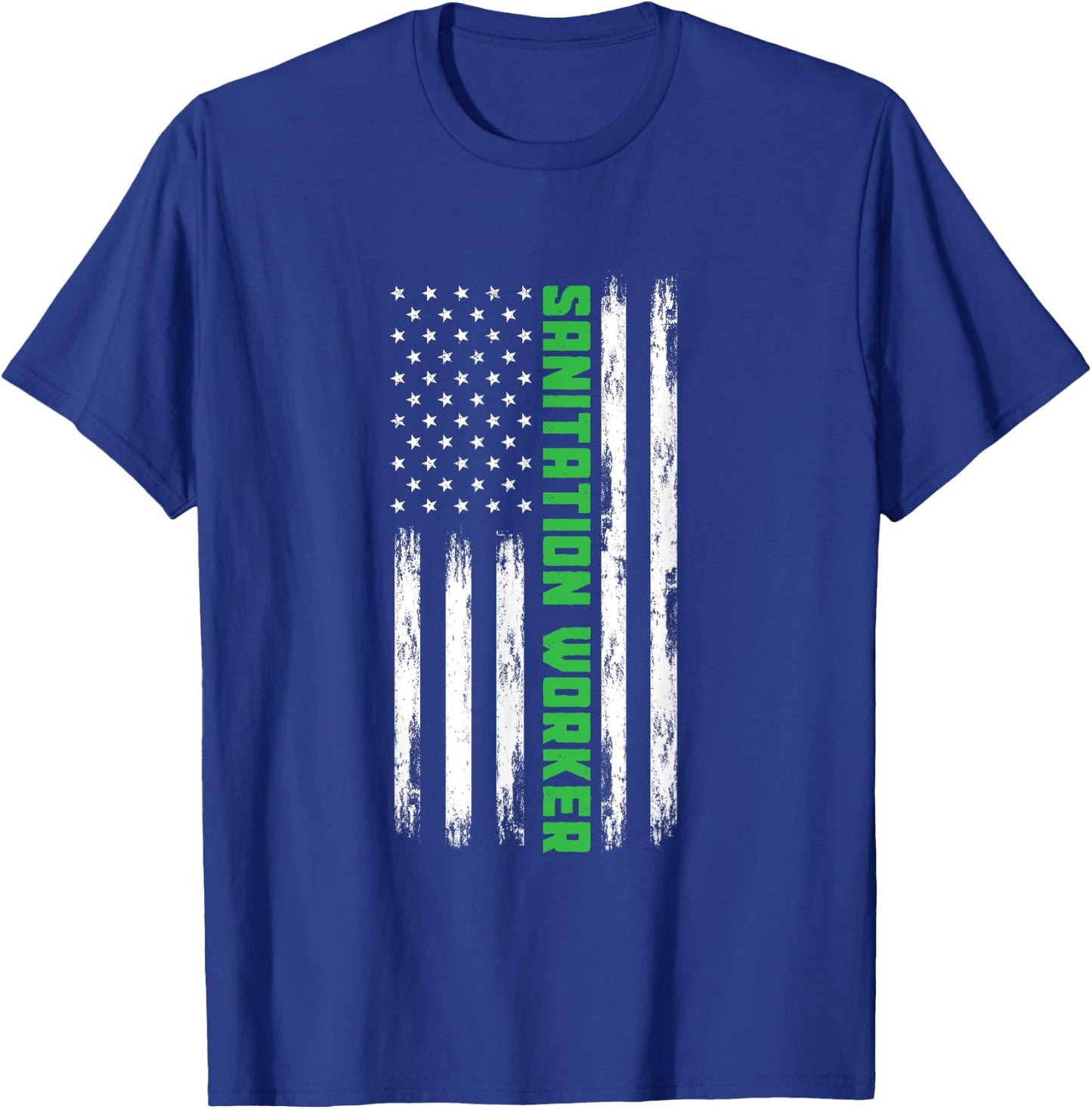 Sanitation Worker American Flag Funny Street Cleaner Men T-Shirt - T-Shirt | Royal