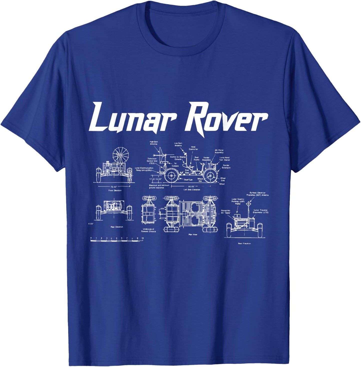 Lunar Rover Vehicle Blueprint Design Moon Landing T-Shirt - T-Shirt | Royal